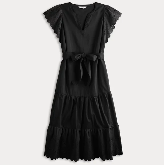 Nine West Black Eyelet Midi Dress - Picture 6 of 7